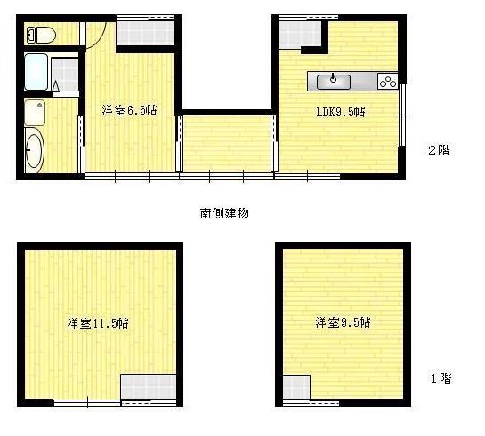 Floor plan. 9.9 million yen, 3DK, Land area 1,613.86 sq m , Building area 79.2 sq m south side building