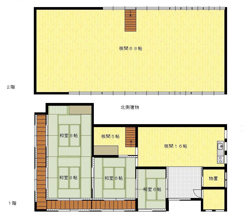 Floor plan. 9.9 million yen, 3DK, Land area 1,613.86 sq m , Building area 79.2 sq m north building
