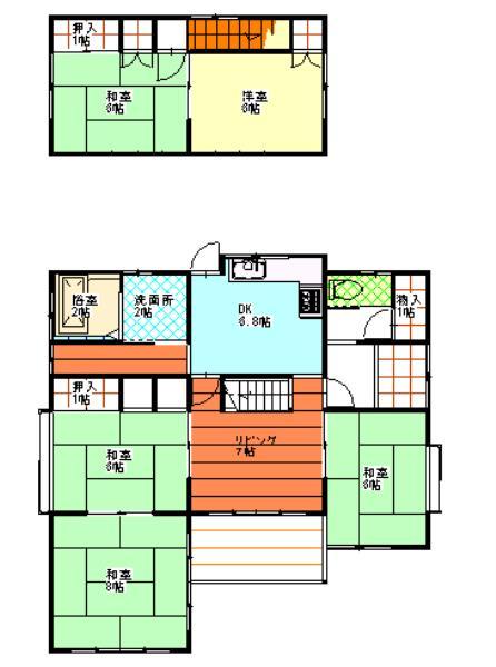 Floor plan. 13.8 million yen, 6DK, Land area 296.73 sq m , Building area 110.49 sq m