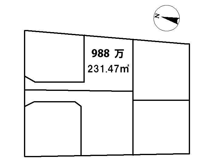 Compartment figure. Land price 9.88 million yen, Land area 231.47 sq m