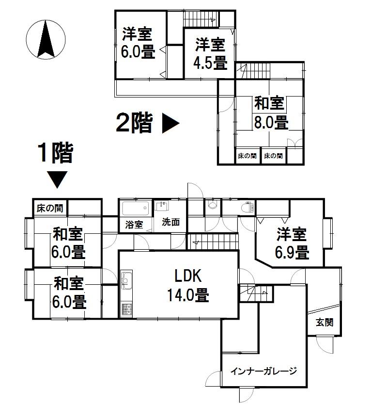 Floor plan. 19,980,000 yen, 6LDK, Land area 275.31 sq m , Building area 165.61 sq m