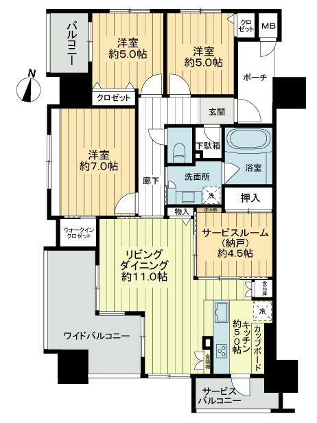 Floor plan. 3LDK + S (storeroom), Price 26,900,000 yen, Occupied area 86.08 sq m , Balcony area 14.47 sq m