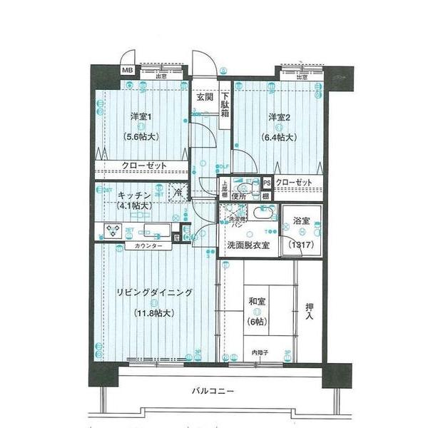 Floor plan. 3LDK, Price 14.5 million yen, Occupied area 75.66 sq m , Balcony area 24.42 sq m