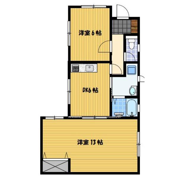 Floor plan. 2DK, Price 3.9 million yen, Occupied area 55.07 sq m