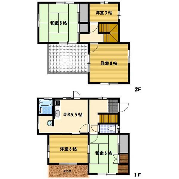 Floor plan. 13.5 million yen, 5DK, Land area 222.77 sq m , Building area 89.42 sq m