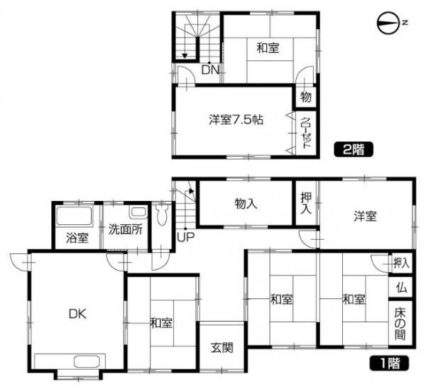 Floor plan. 19,800,000 yen, 6DK, Land area 250.34 sq m , Building area 134.47 sq m