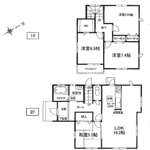 Floor plan. 18,220,000 yen, 4LDK, Land area 209.16 sq m , Building area 105.4 sq m