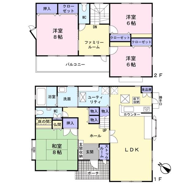 Floor plan. 35 million yen, 4LDK, Land area 225.61 sq m , Building area 138.62 sq m
