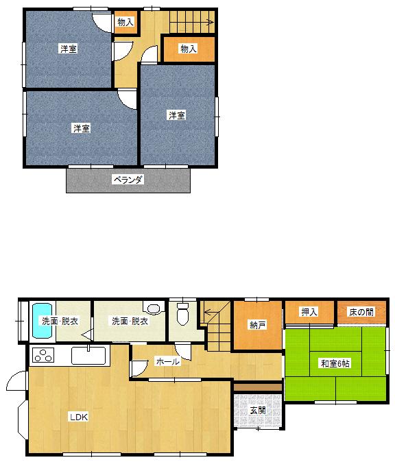 Floor plan. 14.8 million yen, 4LDK, Land area 192.83 sq m , Building area 105.79 sq m