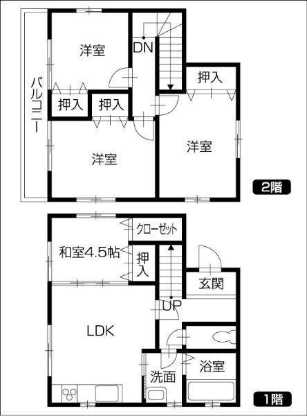 Floor plan. 16.8 million yen, 4LDK, Land area 220.93 sq m , Building area 90 sq m