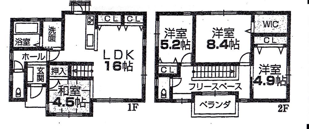 Floor plan. 17.8 million yen, 4LDK, Land area 160.63 sq m , On building area 105.87 sq m living there are 16 quires, Since the face-to-face kitchen, It looks more widely ☆ 