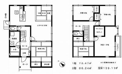 Floor plan. 12.8 million yen, 5LDK, Land area 139.11 sq m , Building area 139.11 sq m 5LDK