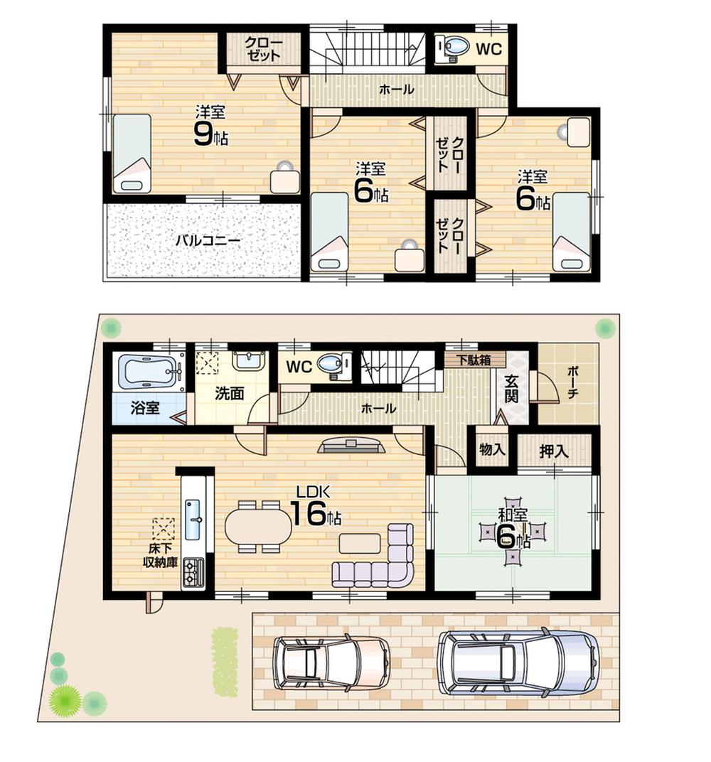 Floor plan. (9 Building), Price 29,800,000 yen, 4LDK, Land area 130.26 sq m , Building area 105.15 sq m