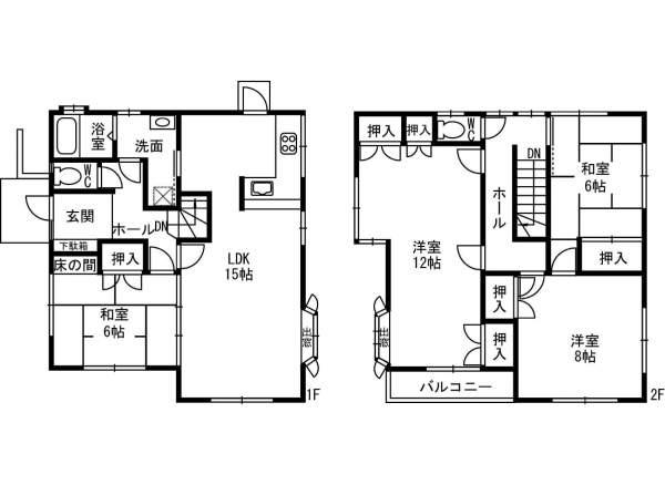Floor plan. 15.5 million yen, 4LDK, Land area 164.95 sq m , Building area 119.15 sq m