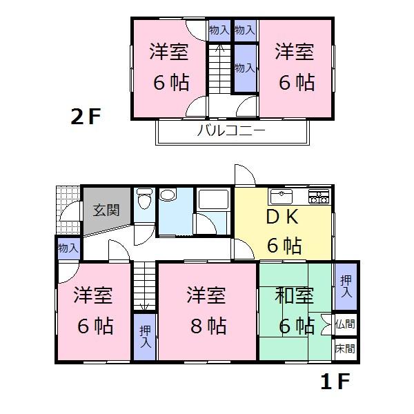 Floor plan. 19,800,000 yen, 5DK, Land area 211.44 sq m , Building area 99.62 sq m