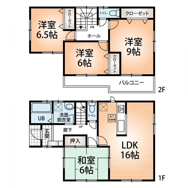 Floor plan. 26,800,000 yen, 4LDK, Land area 130.24 sq m , Building area 104.33 sq m