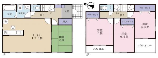 Floor plan. 26,800,000 yen, 4LDK, Land area 189.98 sq m , Building area 105.98 sq m