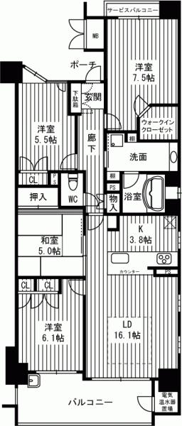Floor plan. 4LDK, Price 23.8 million yen, Occupied area 91.93 sq m , Balcony area 11.52 sq m