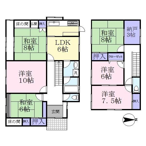 Floor plan. 29,800,000 yen, 6LDK, Land area 260.81 sq m , Building area 148.06 sq m