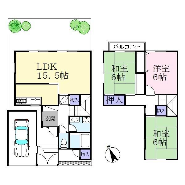 Floor plan. 10.8 million yen, 3LDK, Land area 108.94 sq m , Building area 75.26 sq m
