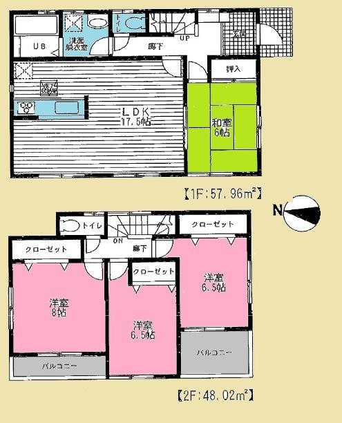 Floor plan. 26,800,000 yen, 4LDK, Land area 189.98 sq m , Building area 105.98 sq m