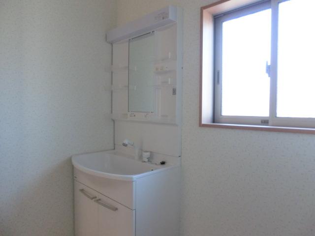 Wash basin, toilet. Smoothly dressing with shampoo dresser