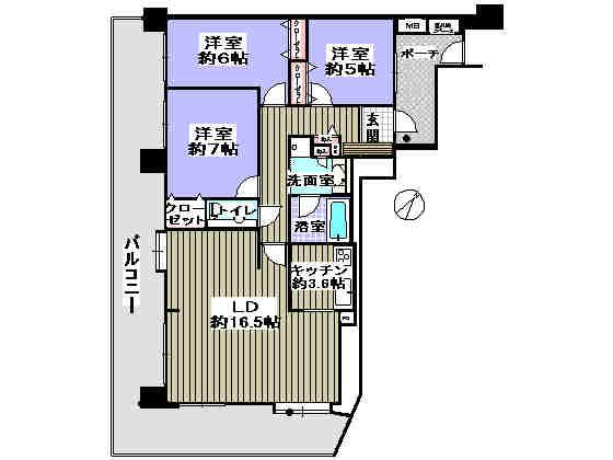 Floor plan. 3LDK, Price 15.8 million yen, Occupied area 85.44 sq m , Balcony area 37.04 sq m