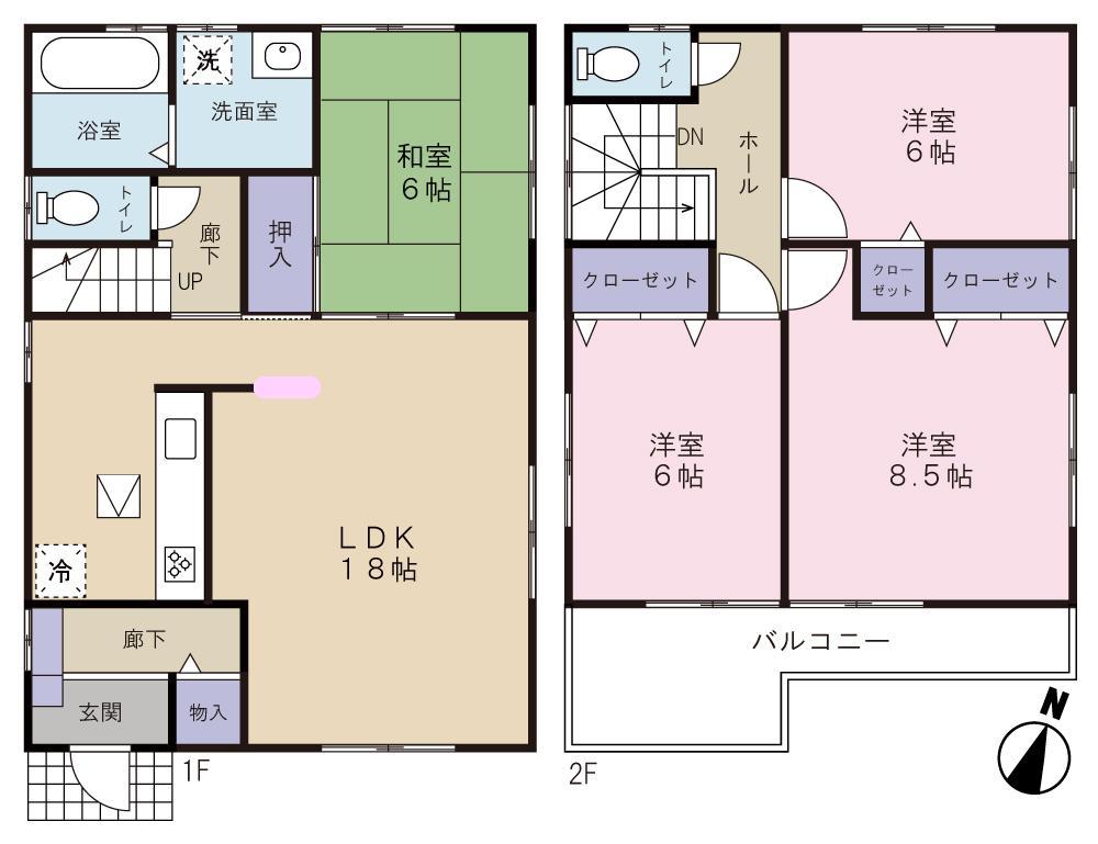 Floor plan. (1 Building), Price 33,800,000 yen, 4LDK, Land area 178.25 sq m , Building area 104.33 sq m