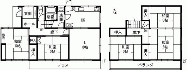 Floor plan. 22,800,000 yen, 5LDK, Land area 242.38 sq m , Building area 122.82 sq m