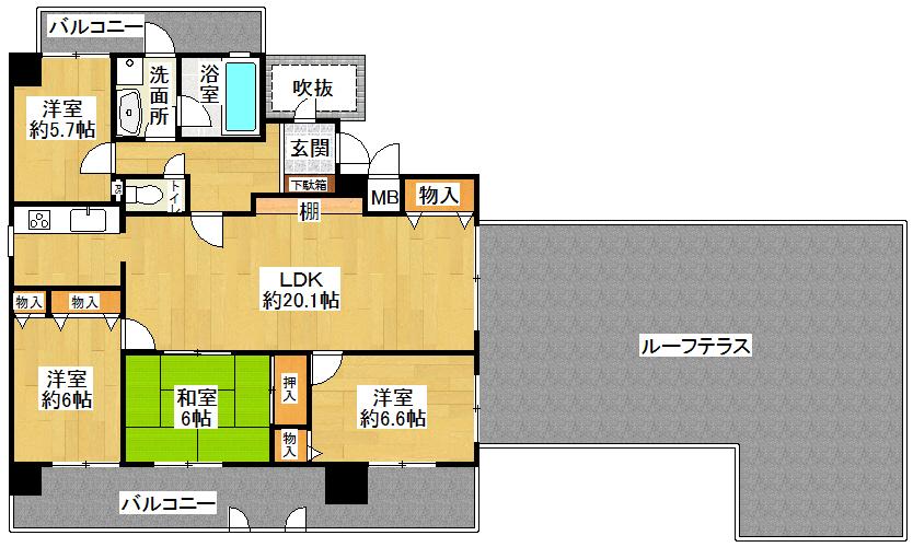 Floor plan. 4LDK, Price 17.8 million yen, Occupied area 99.08 sq m , Balcony area 22.2 sq m