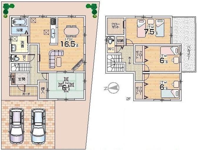 Floor plan. (4 Building), Price 33,800,000 yen, 4LDK, Land area 240.85 sq m , Building area 105.57 sq m
