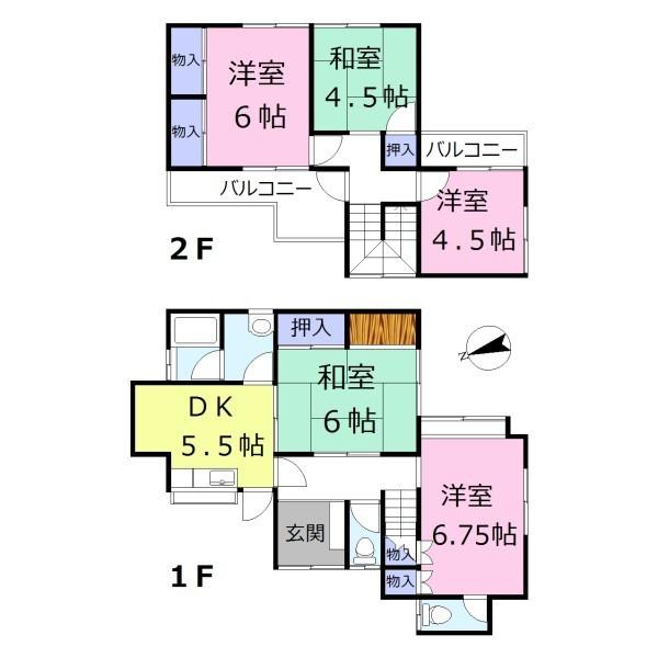 Floor plan. 6.65 million yen, 5DK, Land area 103.25 sq m , In building area 84.1 sq m 5DK, There are a lot of rooms!