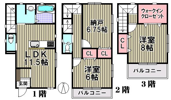 Floor plan. 19,800,000 yen, 2LDK + S (storeroom), Land area 77.74 sq m , Building area 88.59 sq m