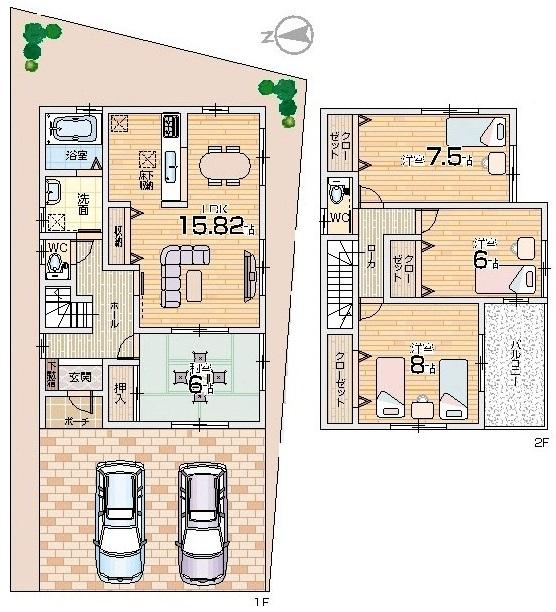 Floor plan. (No. 5 locations), Price 31,800,000 yen, 4LDK, Land area 202.25 sq m , Building area 105.16 sq m