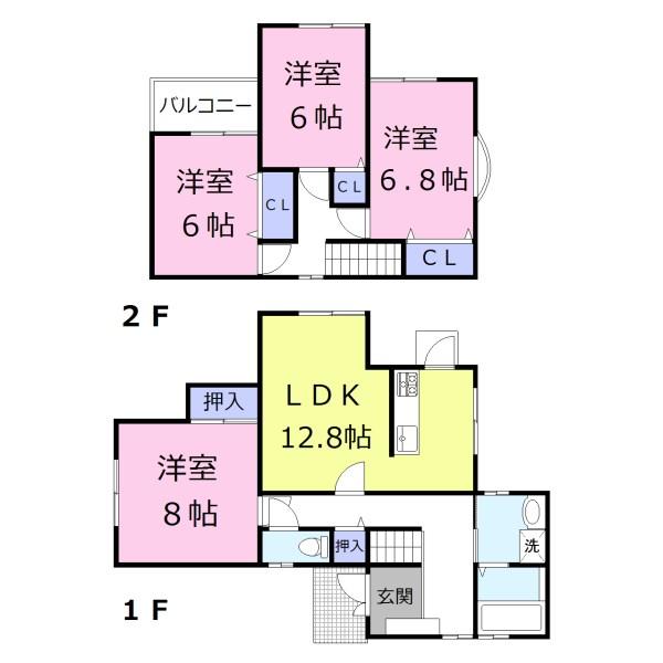 Floor plan. 16.5 million yen, 4LDK, Land area 130.97 sq m , Building area 98.78 sq m