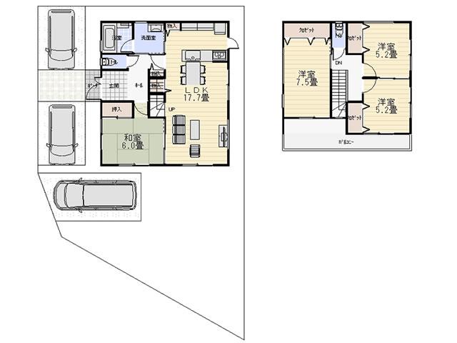 Building plan example (floor plan). Building plan example Building price 16.2 million yen, Building area 99.18 sq m