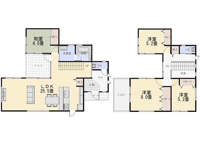 Floor plan. 30,800,000 yen, 4LDK, Land area 189.55 sq m , A house with a building area of ​​110.97 sq m courtyard