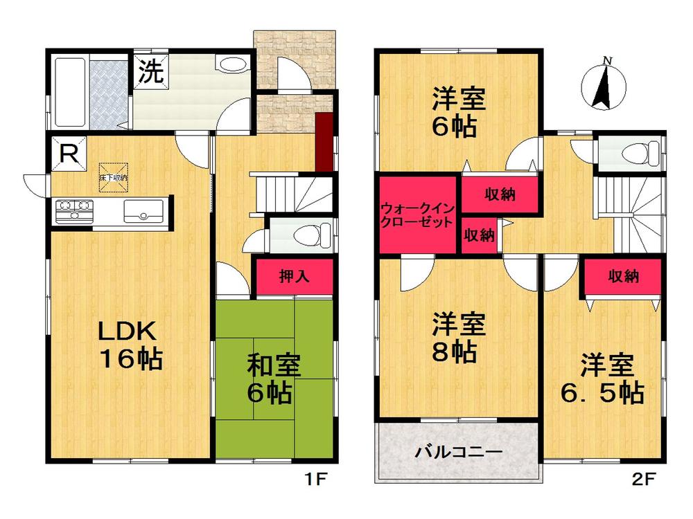 Floor plan. (Building 2), Price 31,800,000 yen, 4LDK+S, Land area 191.57 sq m , Building area 105.99 sq m