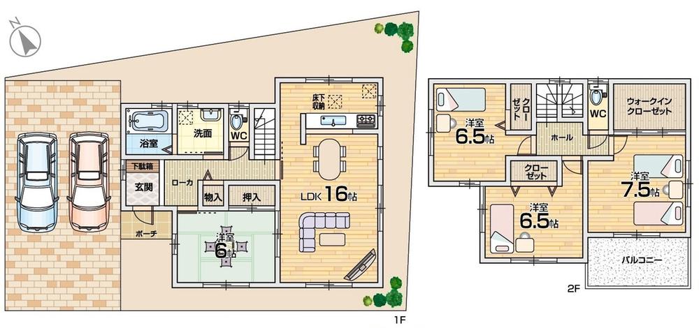 Floor plan. (1 Building), Price 33,800,000 yen, 4LDK+S, Land area 168.1 sq m , Building area 105.99 sq m