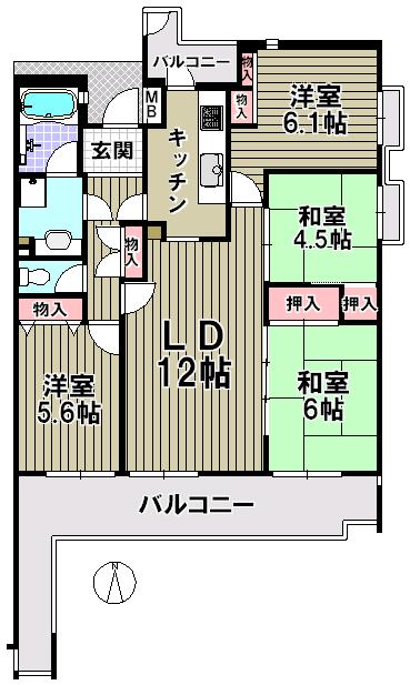 Floor plan. 4LDK, Price 11.5 million yen, Occupied area 82.62 sq m , Balcony area 18.36 sq m