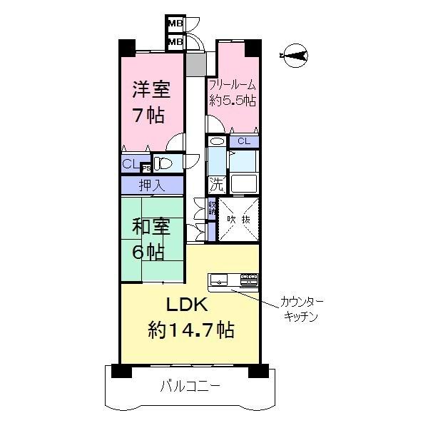 Floor plan. 3LDK, Price 20.8 million yen, Occupied area 77.01 sq m , Balcony area 9.73 sq m