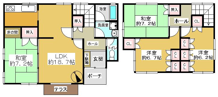 Floor plan. 17.8 million yen, 4LDK, Land area 195.38 sq m , Building area 115.09 sq m