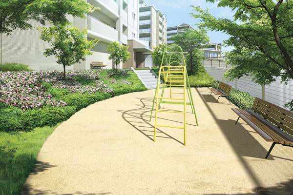 Shared facilities.  [Play Lot (1 Ichibankan east)] The play lot that can be used as a small children's playground, Installed in three locations within the site that has been consideration to safety. In the eye is easily accessible familiar place, You can play with confidence the children (Rendering)