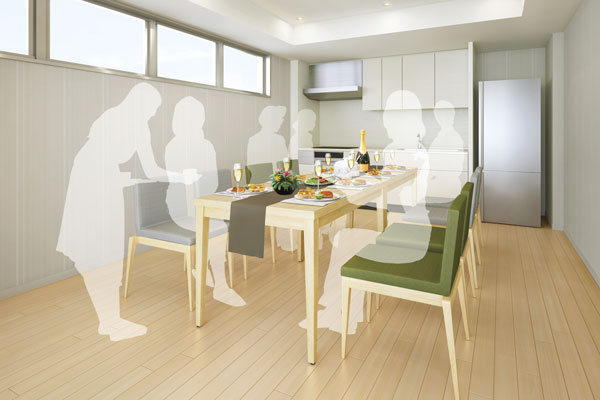 Shared facilities.  [Party room (Community Room 1)] Breadth of the room that many of the residents get together. As available on persons, Installing a movable partition. Because it is equipped with a kitchen, Perfect also, such as parties and cooking classes ※ Paid (Rendering)