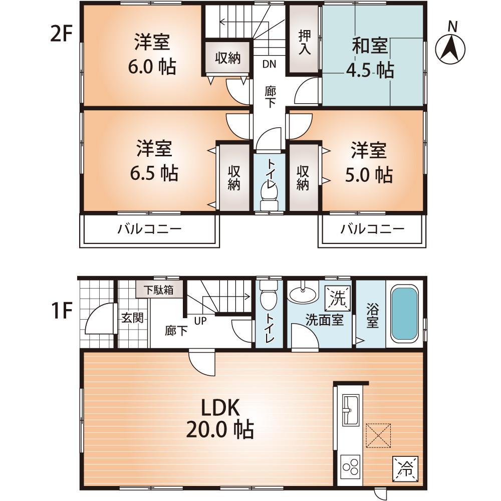 Floor plan. (No. 1 point), Price 23.8 million yen, 4LDK, Land area 147.87 sq m , Building area 97.7 sq m