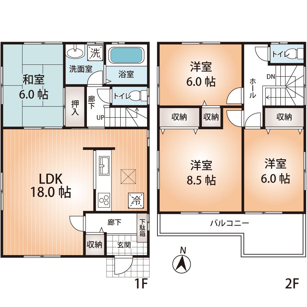 Floor plan. (No. 5 locations), Price 23.8 million yen, 4LDK, Land area 140.72 sq m , Building area 104.33 sq m