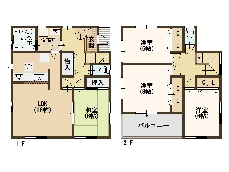 Floor plan. Price 19.5 million yen, 4LDK, Land area 134.9 sq m , Building area 105.98 sq m