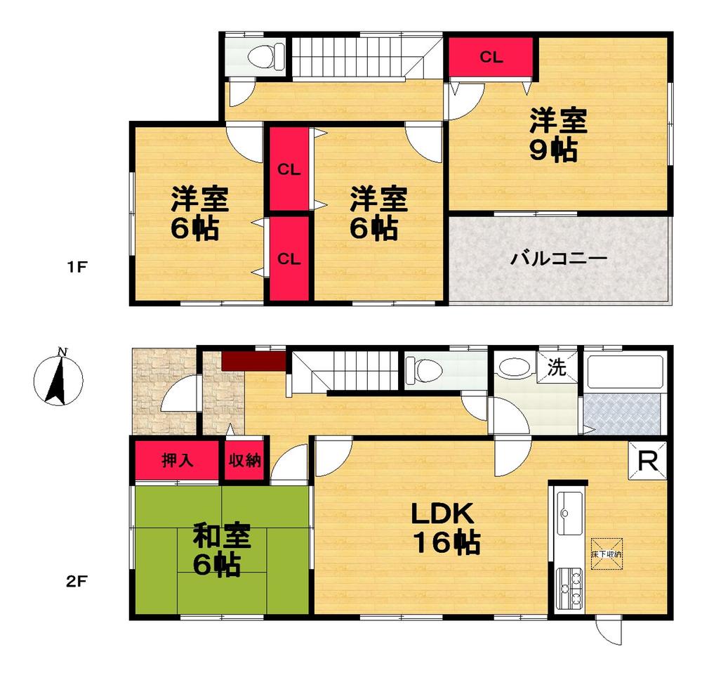 Floor plan. (1 Building), Price 21,800,000 yen, 4LDK, Land area 165.89 sq m , Building area 105.15 sq m