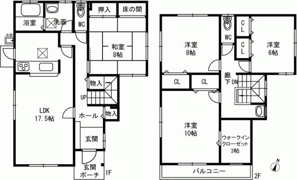 Floor plan. 24,800,000 yen, 4LDK+S, Land area 175.96 sq m , Building area 132.13 sq m