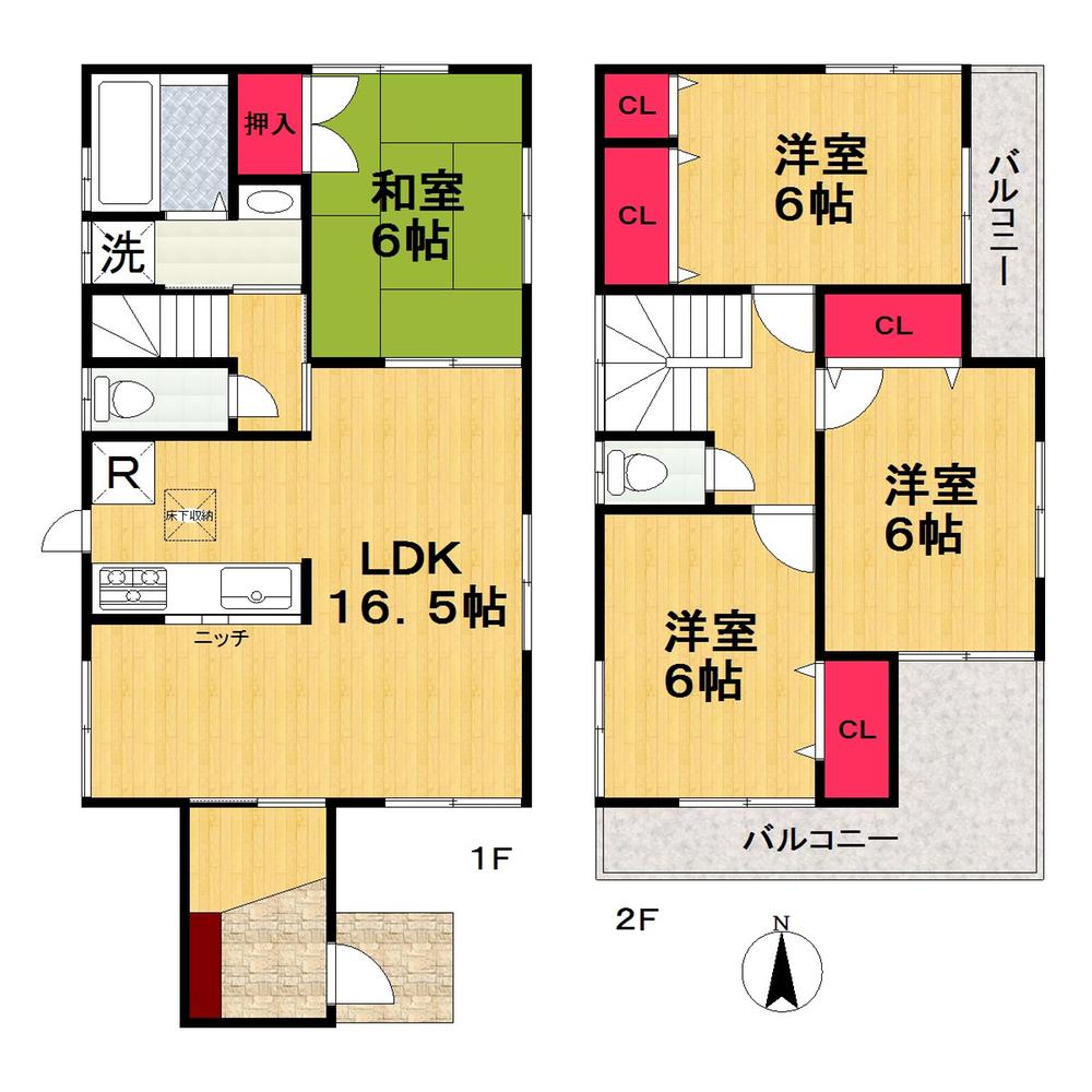 Floor plan. (No. 2 locations), Price 22,800,000 yen, 4LDK, Land area 138.71 sq m , Building area 95.58 sq m